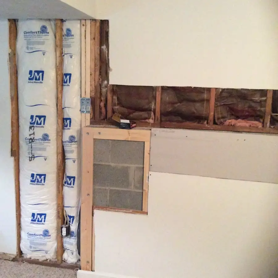 Wall insulation replacement during Basement Flood Cleanup in York